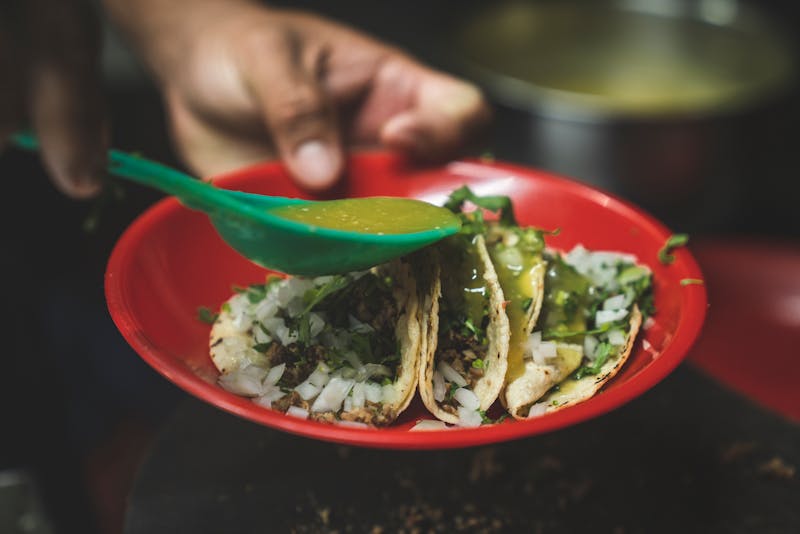 Spicy Shrimp Tacos with grilled shrimp and avocado